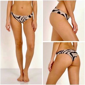 TORI PRAVER Violette Black Nude Tiger Print Cheeky Bikini Bottom NWOT | Large